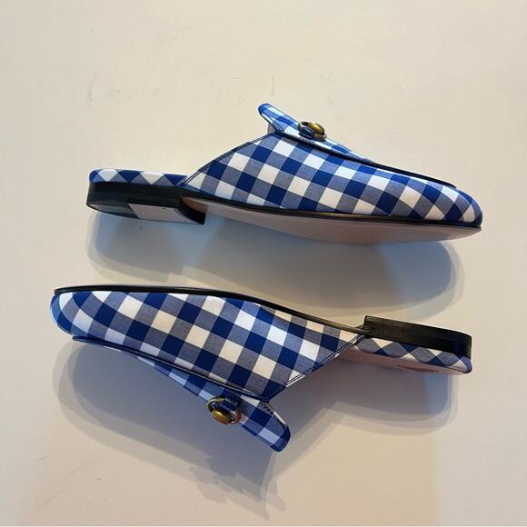Gucci Princetown Horsebit Loafer Mule Fabric Gingham Checkered NEW  EU 36 US 6 - Picture 10 of 13